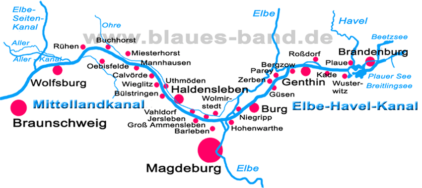 &Uuml;bersichtsbild Mittellandkanal und Elbe-Havel-Kanal
