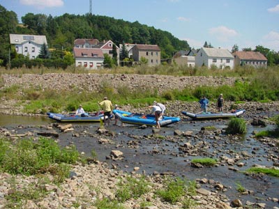 Treideln am Wehr Leisnig Fischendorf