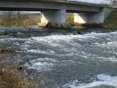 Kante mit Spundwand unter der Unstrutbrücke